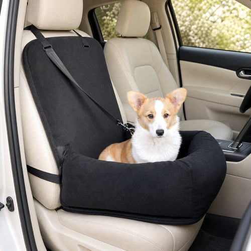 VelloPaw cushioned dog car travel basket in Black