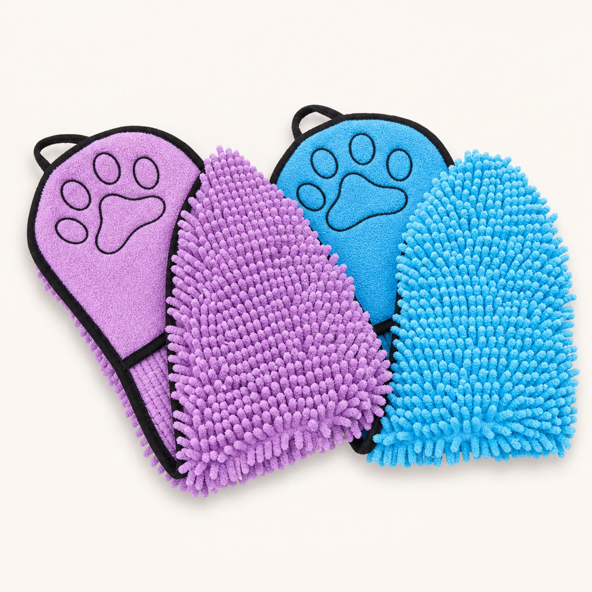 VelloPaw microfiber pet bath towel set in Purple and Blue